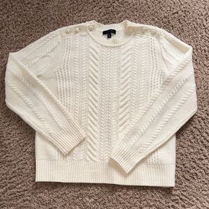 J. Crew Ivory Cable Knit Sweater with Buttons